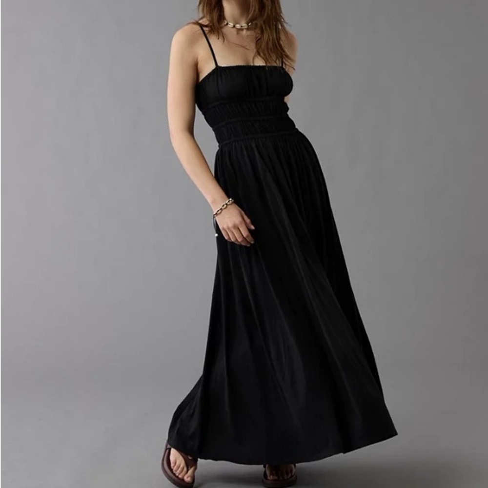 NWT AE Sunchaser Knit Smocked Bodice Midi Dress